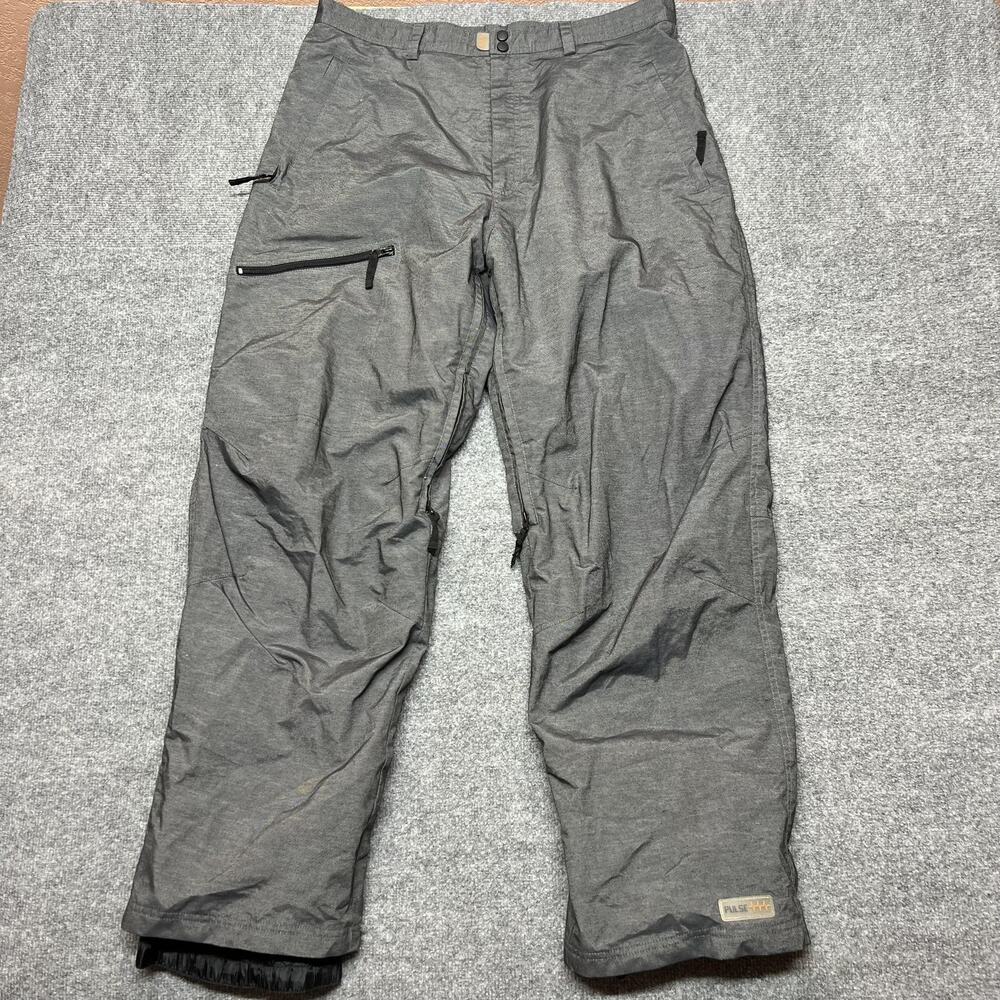 Pulse Snow Pants Mens XL Gray Insulated Ski Snowboard Zip Pockets Fleece Lined